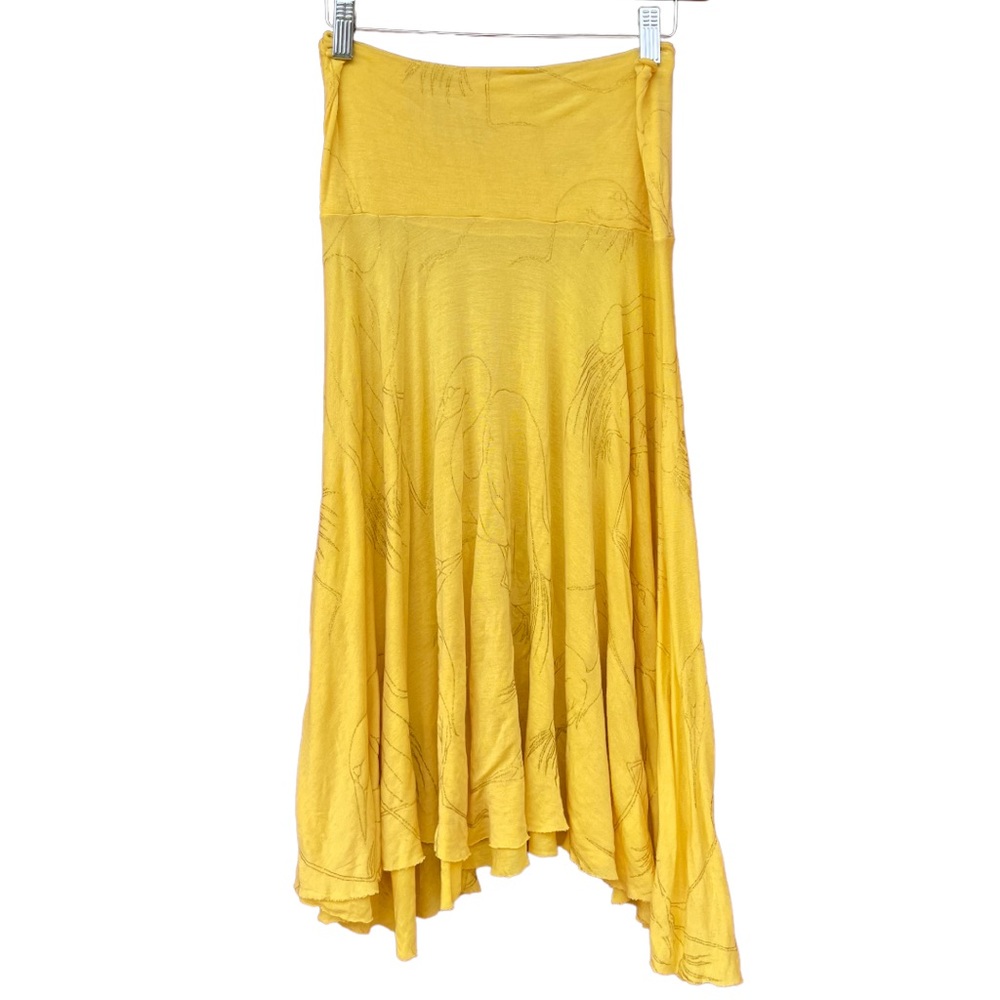 Vintage Rachel Palley Crane Skirt in Bright Yellow - Picture 4 of 5